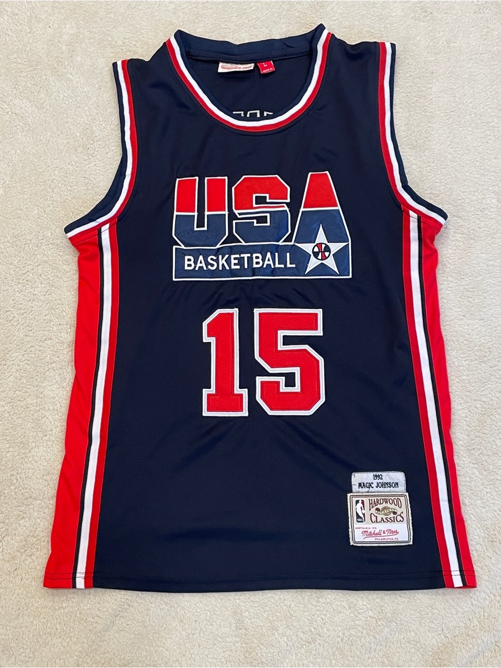 Mitchell & Ness 1992 Magic Johnson USA Basketball Dream Team #15 Jersey Large
